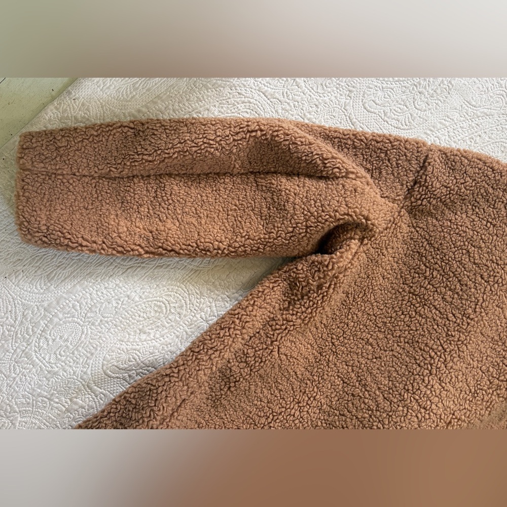 NWT Uniqlo Women's jacket Coat Brown Dark Beige Faux Shearling Jacket - size XS - Picture 7 of 13
